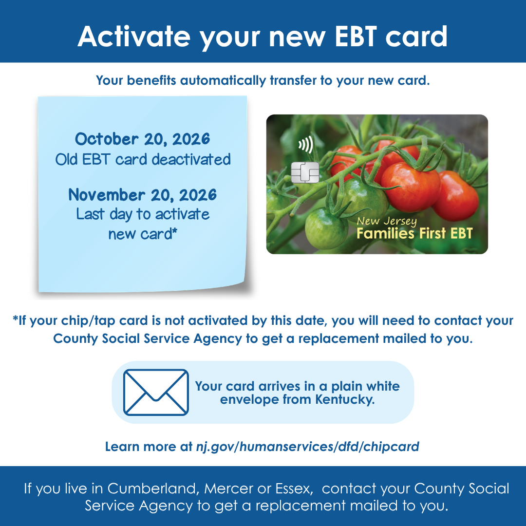 Activate Your EBT Chip Card Today social media with new EBT chip card image